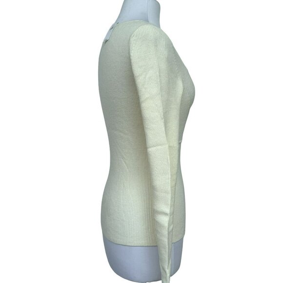 GAP Sweetheart Corset Long Sleeve Sweetheart Neckline Sweater Ivory Sz Large NEW - Picture 3 of 5